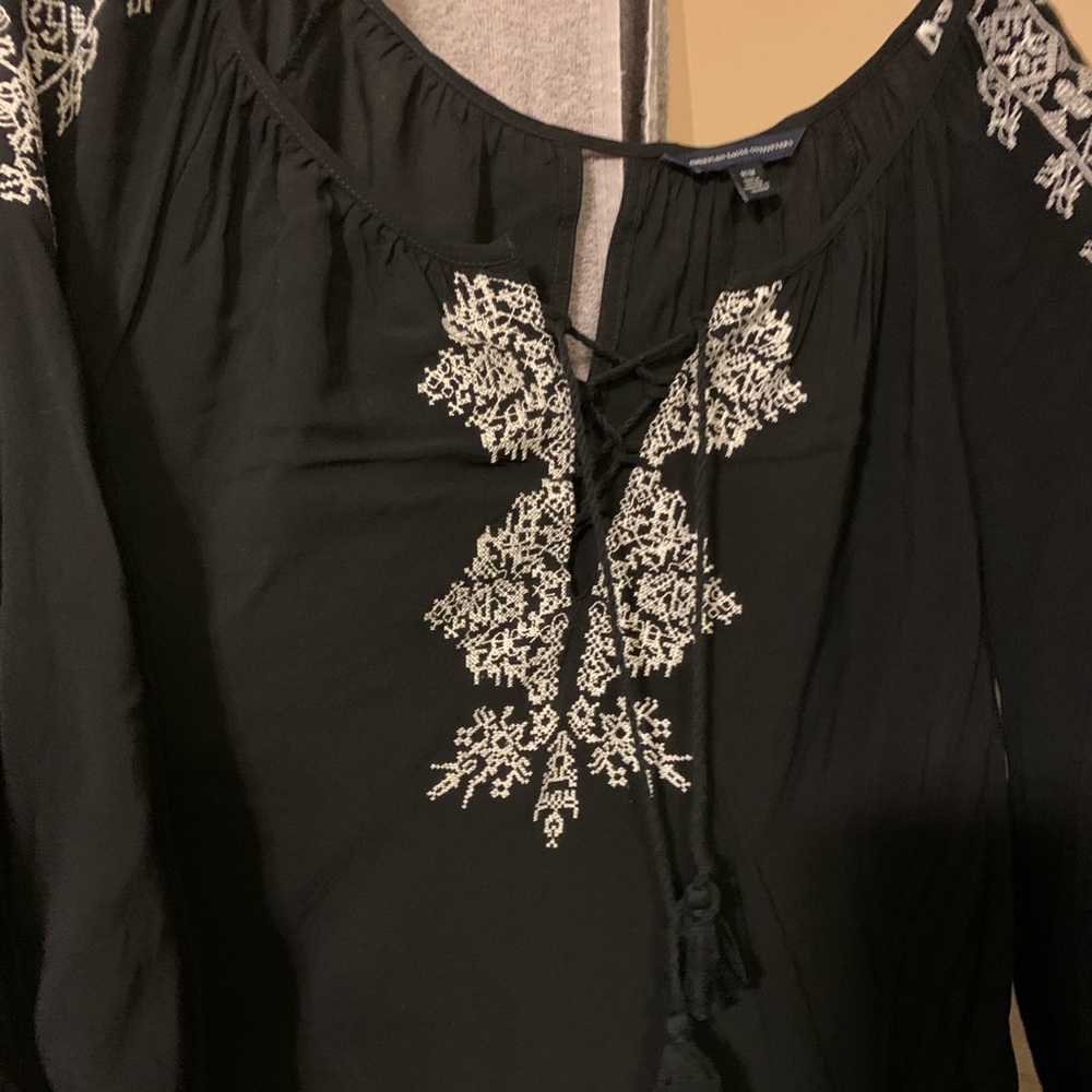 American Eagle outfitters black embroidered top
